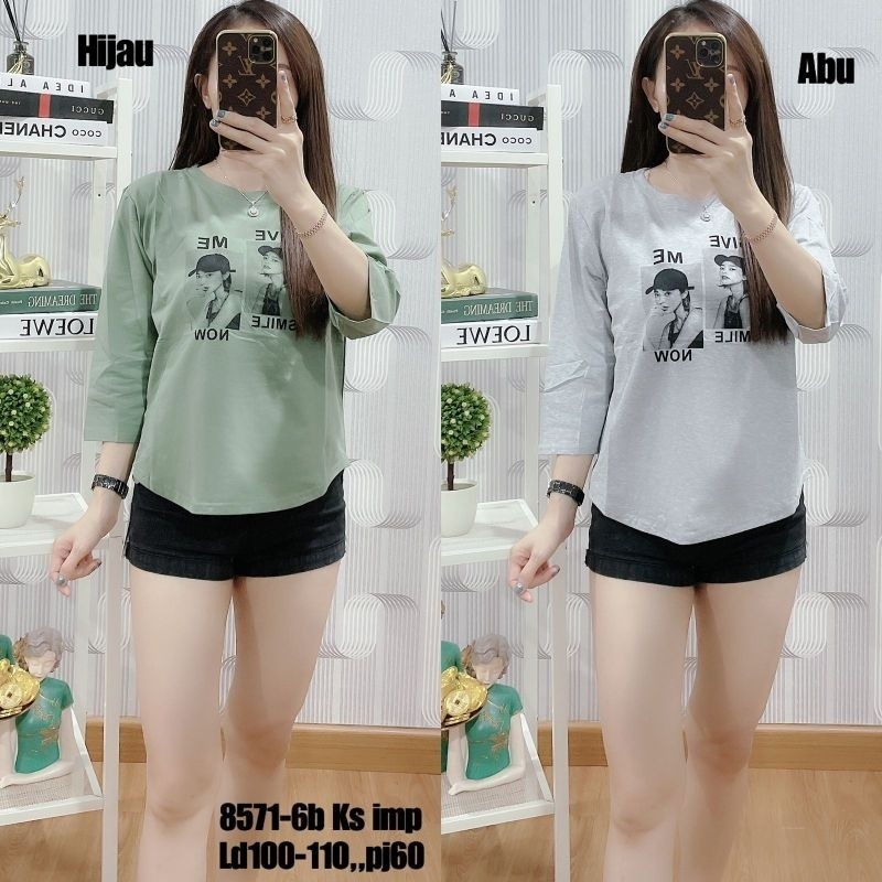 [BSIC] ATASAN KAOS WANITA IMPORT TANGAN 7/8 PRINT