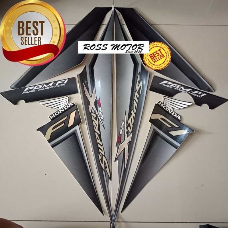 Striping Decal Polet Sticker honda supra x 125 r 2009 2010 pgm fi injeksi body abu hitam list body s