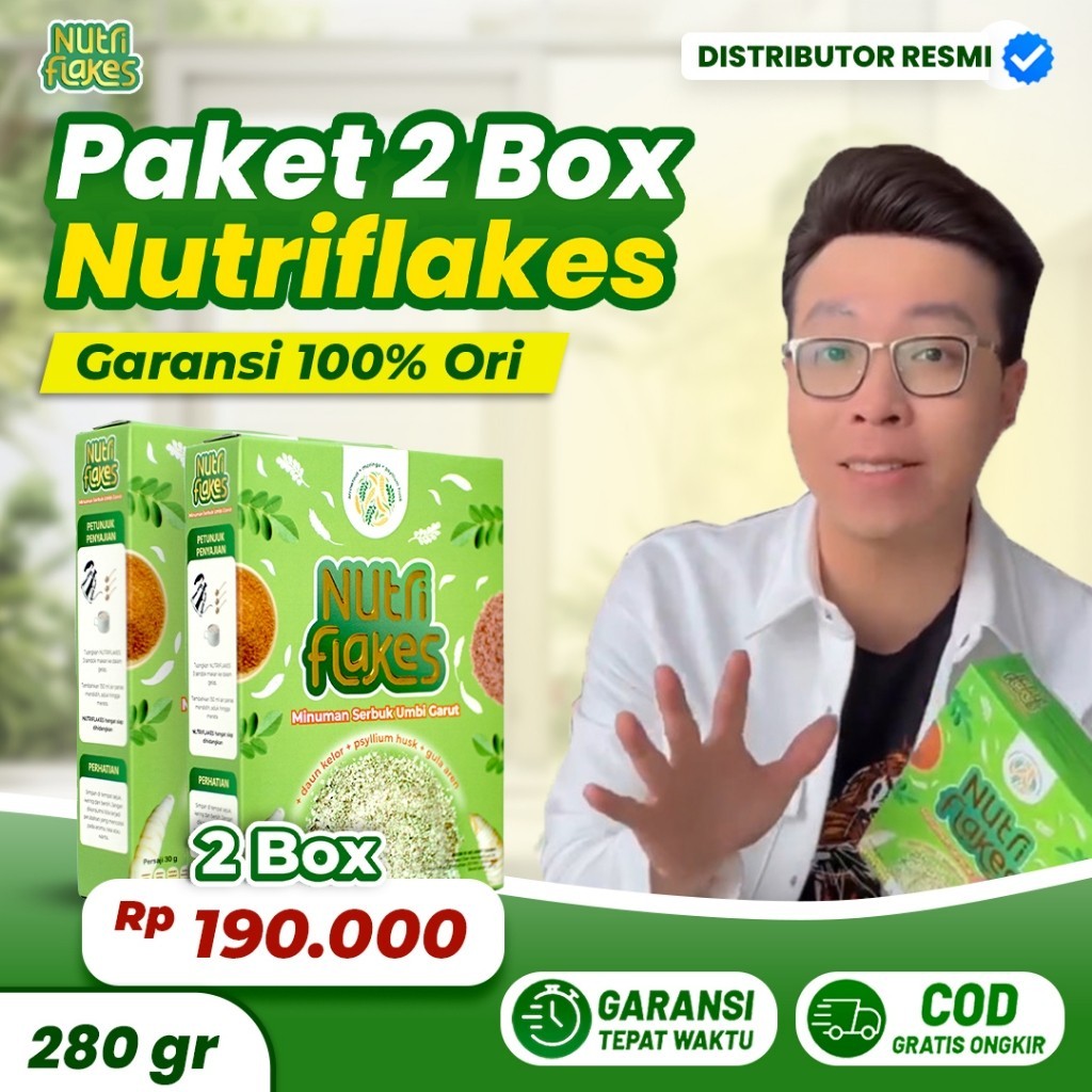 

2 Box Nutriflakes Original Sereal Umbi Garut Atasi Masalah Lambung bBisa Buat Diet Enak Sehat 280g