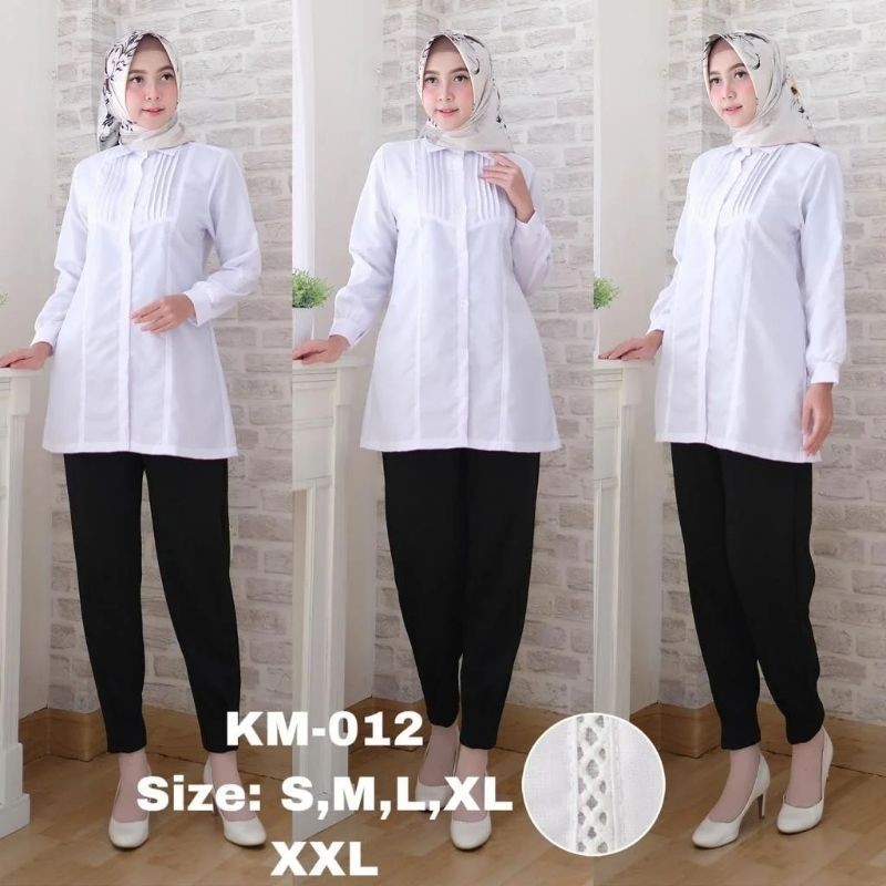 Sakhapremium.id - Kemeja Baju putih 012 Atasan Kemeja Putih Wanita Kerja Kantoran Jumbo Katun Toyobo