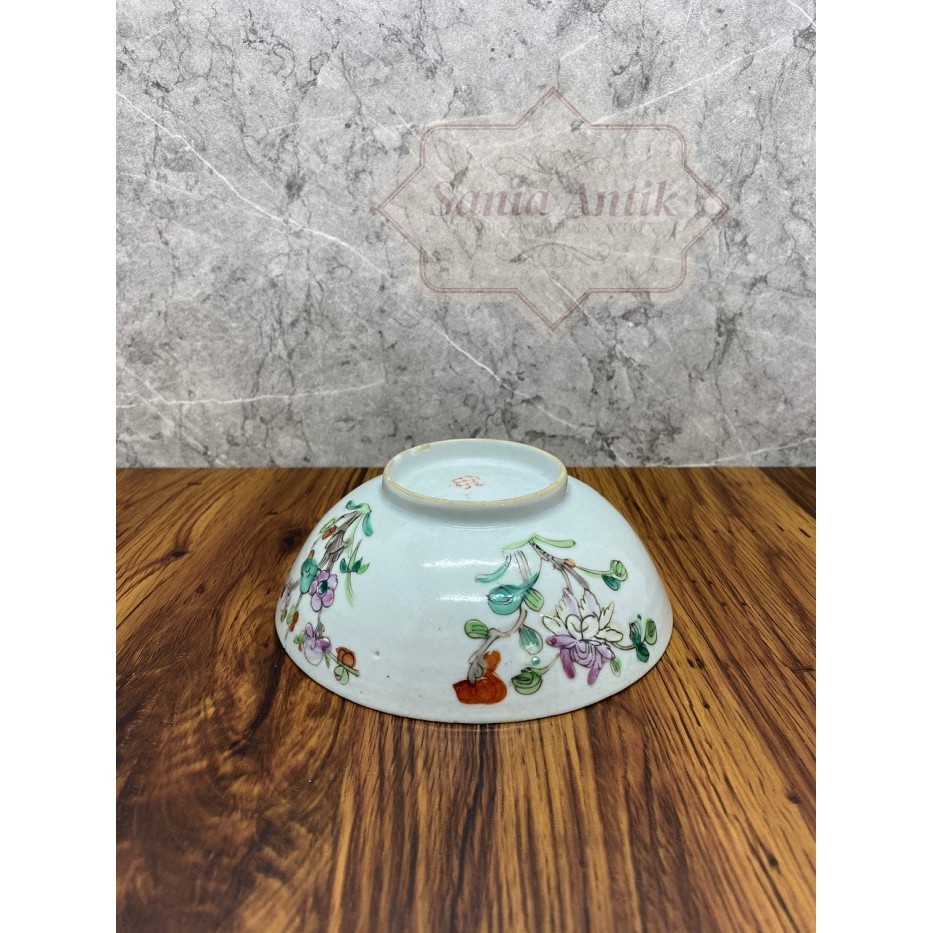 Barang Antik Mangkok Porcelain Famille Rose Bunga Porselen 3