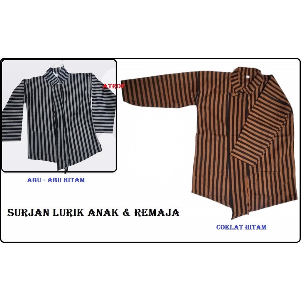 LURIK Surjan Lurik Anak Alusan - Surjan Lurik Anak Premium - Surjan Lurik Anak Halus Premium Hitam C