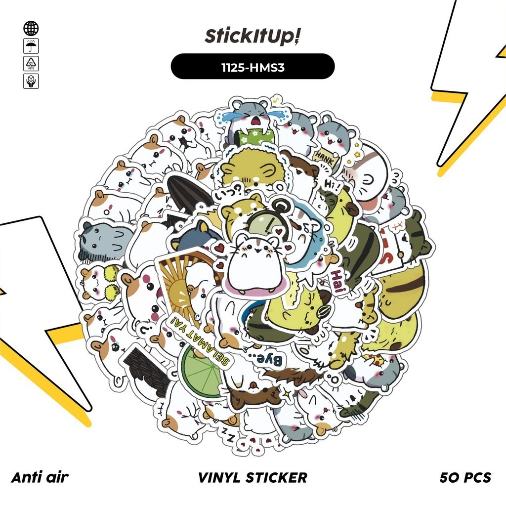 

COD✨ 100 Pcs Stiker Pack Hamster V3 Lucu Lucu Aesthetic Vynil Waterproof untuk Freebies Sticker Buku Journal Casing HP Laptop