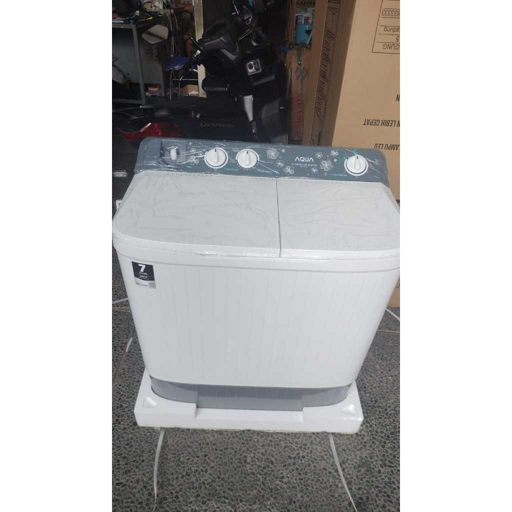 AQUA Mesin Cuci 2 Tabung 8KG QW 8011HT / QW8011HT / QW 8011HT Twin Tube