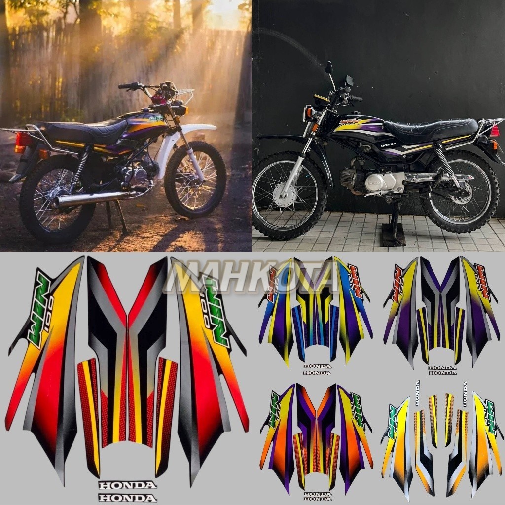 Striping stiker honda win 100 2002 2003 2004 hitam Fullset