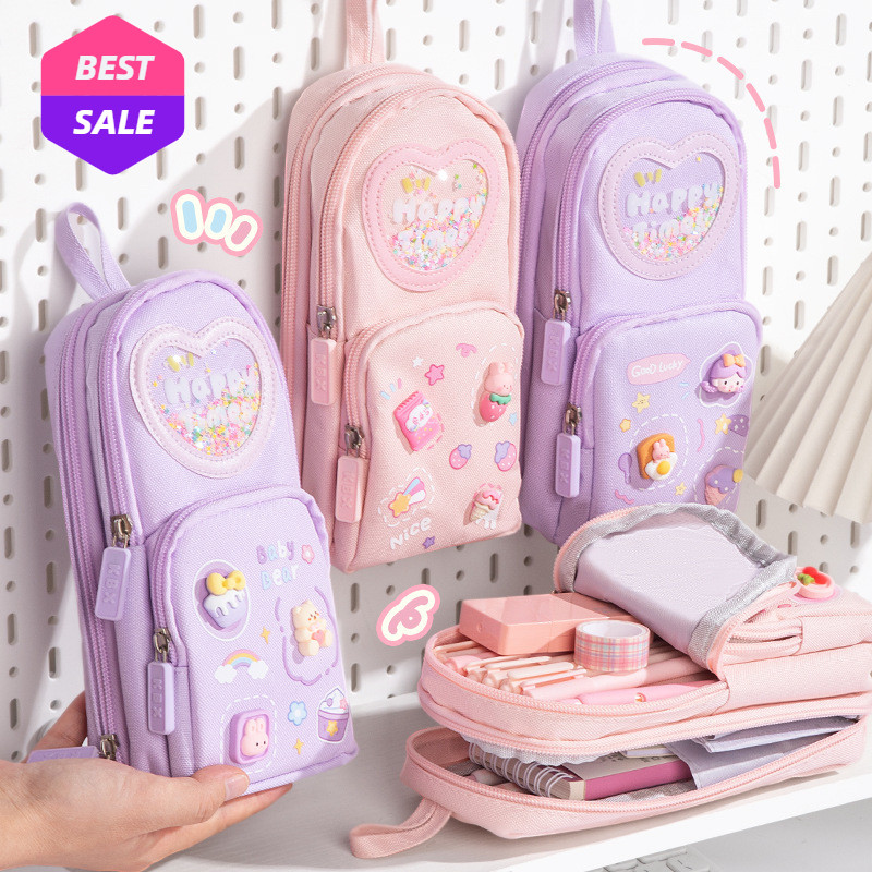 

3D Anak Tempat Pensil Kotak Pensil Anak Sekolah Pencil Case Hiasan Glitter Karakter Tas Lucu Perempuan