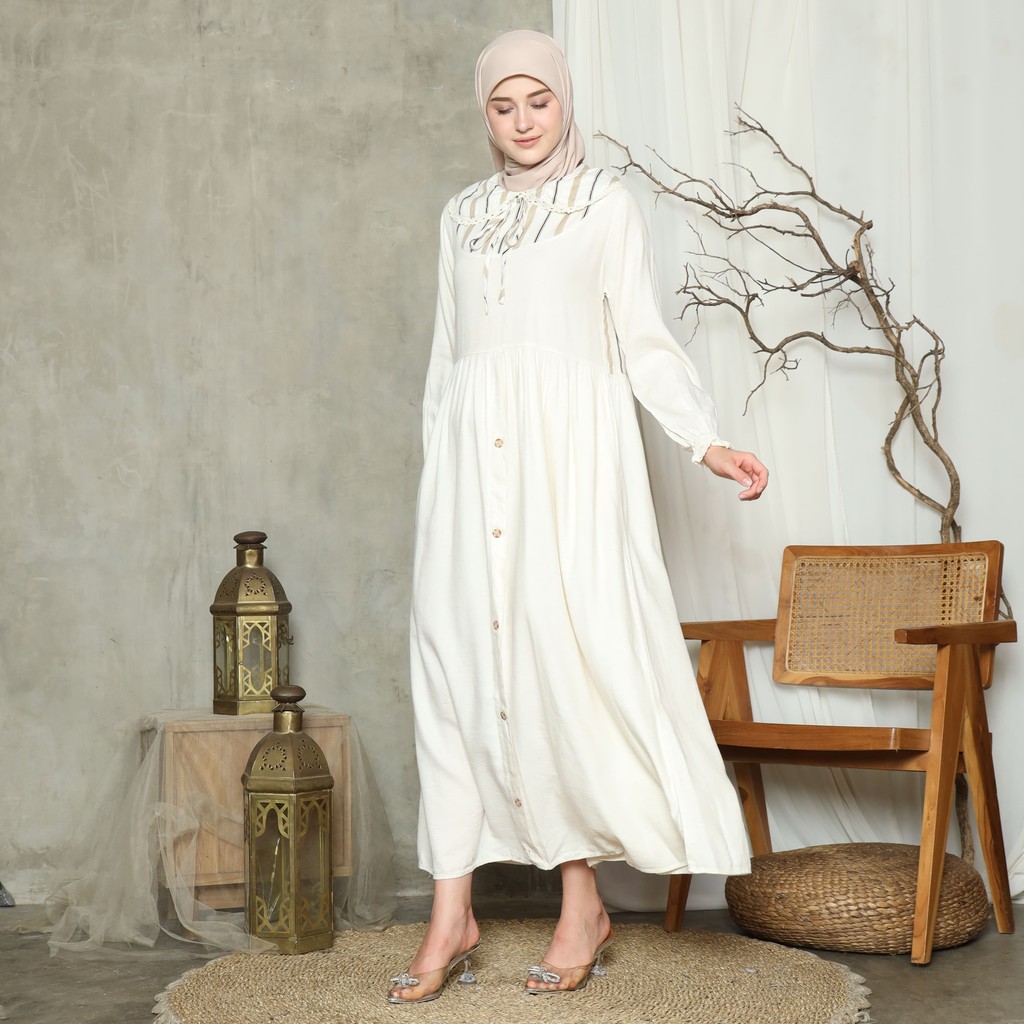 RILLEY - Gamis Quinza | Dress Panjang Muslim Wanita | Gamis Wanita Terbaru Bahan Linen