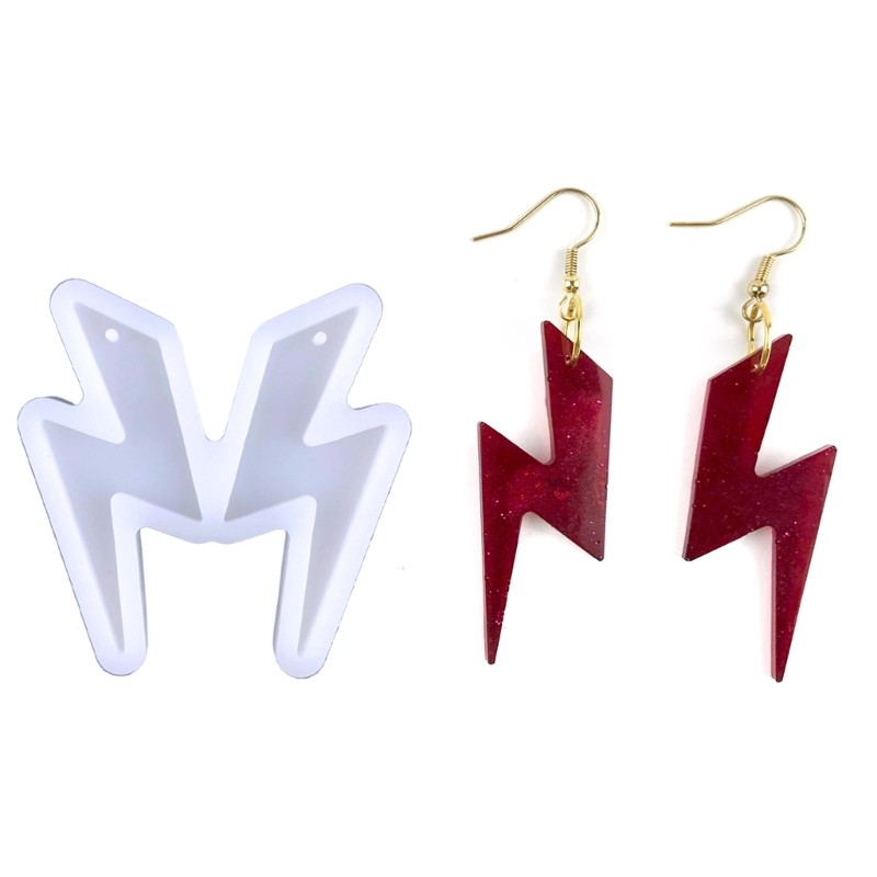 

Flash lightning Shaped Earring Molds Resin Jewelry Molds,Earring Silicone Mold with Hole for DIY Resin Jewelry Pendant Keychains