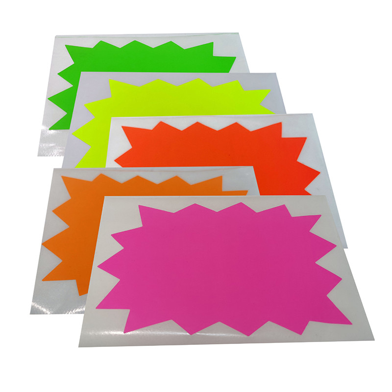 

50Sheets/Pack Fluorescent Color Adhesive Sticker 7.5x12cm Supermarket Retail Store Discount Explosion Stickers Price Tag Label