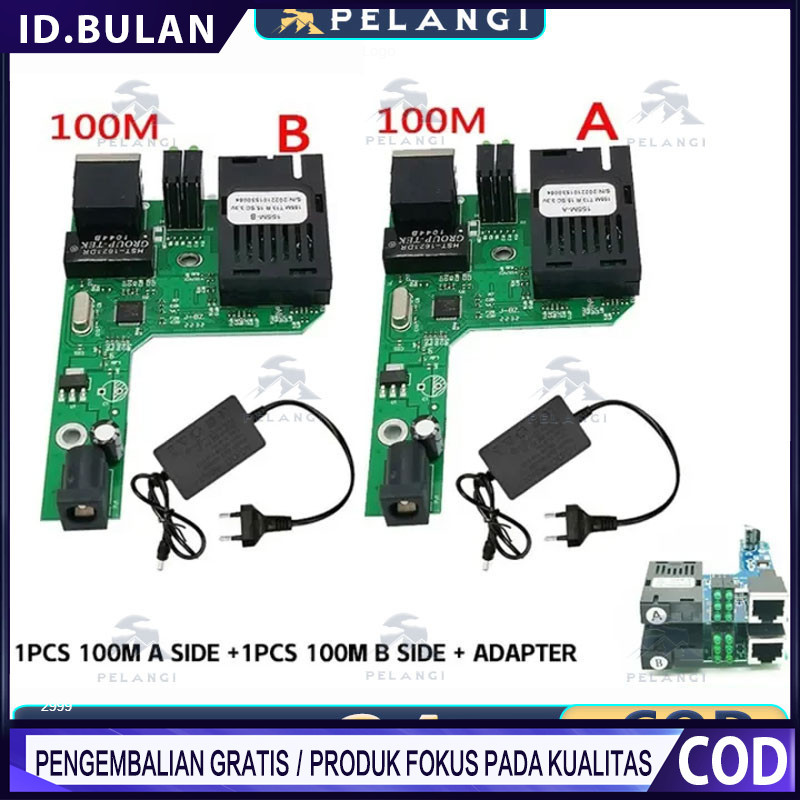 PCB Board NetLINK HTB-3100 A/B Fiber Optic Optical Media Converter（Adaptor tidak disertakan）PCB Boar