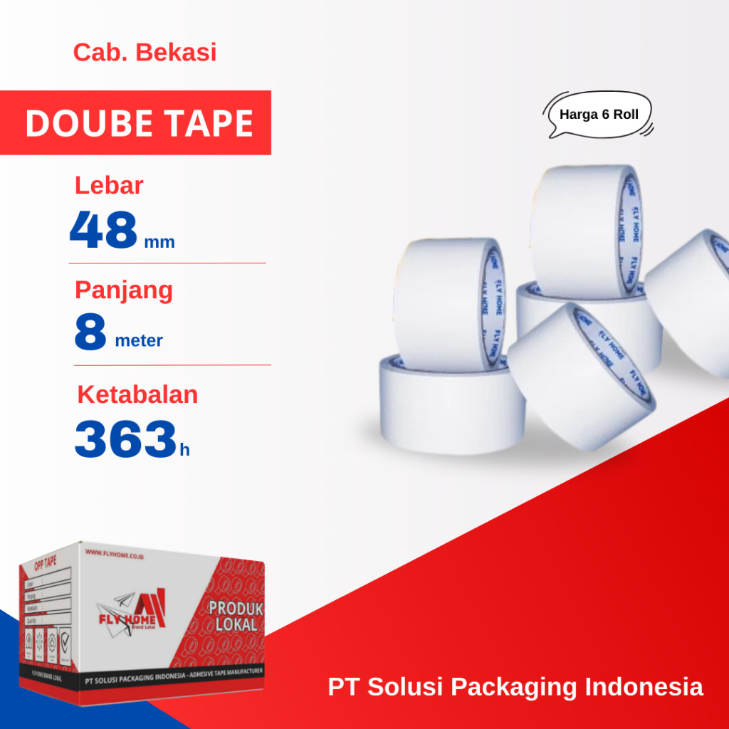 

FLYHOME 6Roll Double Tape 48x8M 2inchi Hotmell 8meter