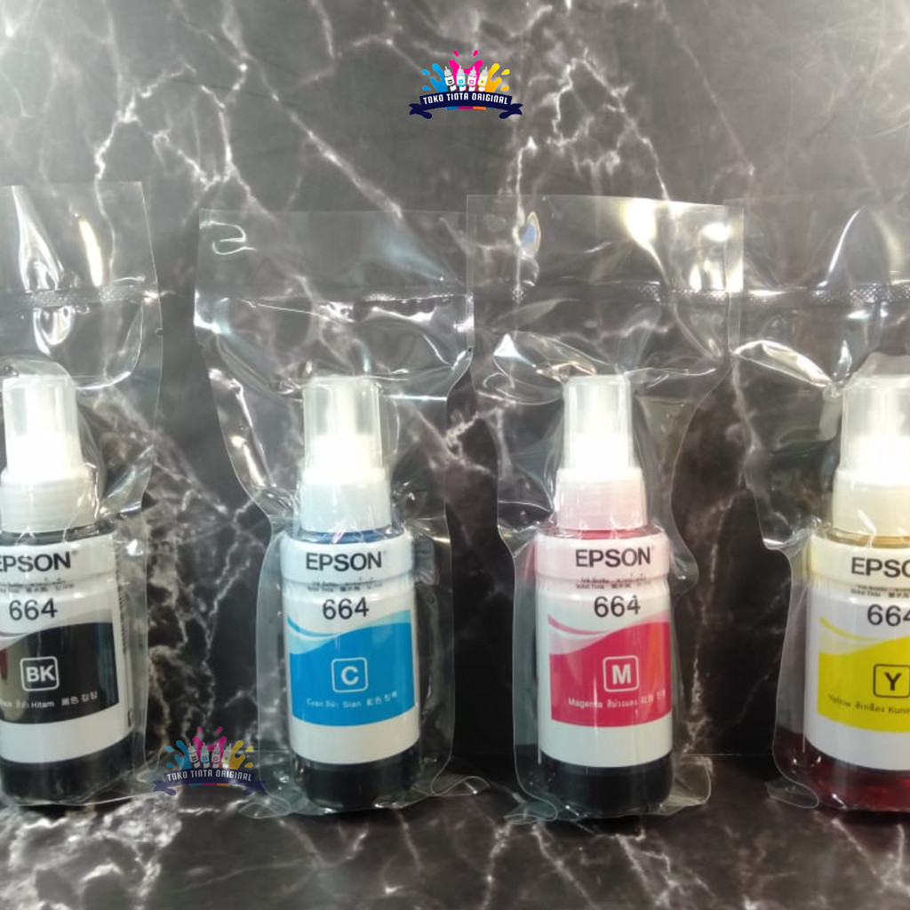 Tinta Epson 664 kualitas ori for printer L120/L210/L220/L310/L360 tanpa dus harga PER SET