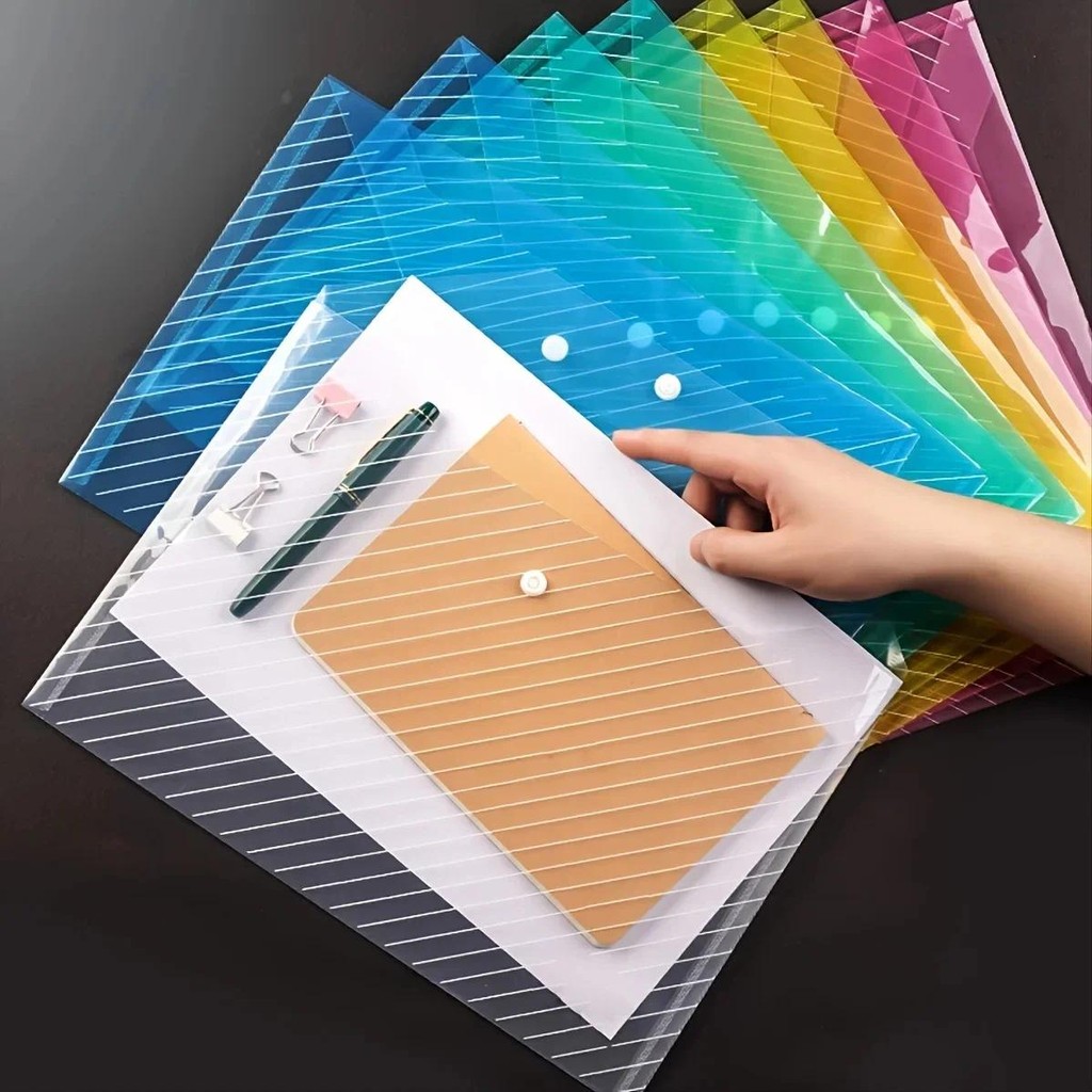 

10pcs File Bag Transparent Plastic A4 Documents Filing Storage Bag Student Organizer Information Pocket Folders Stationery