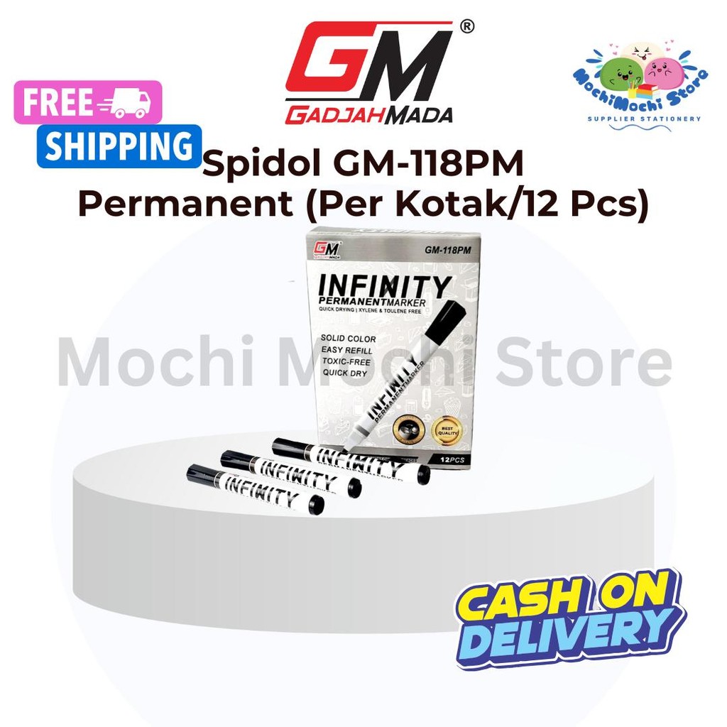 

PER KOTAK/12 PCS Spidol Permanent GM-118PM | Spidol Permanent Marker | Permanent Marker Stationery