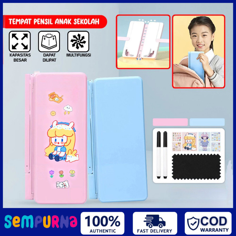 

Tempat Pensil 2IN1 Multifungsi Pencil Case Book Holder Kotak Pensil Lipat dengan Tatakan Buku dan Papan Tulis Praktis Anak Sekolah