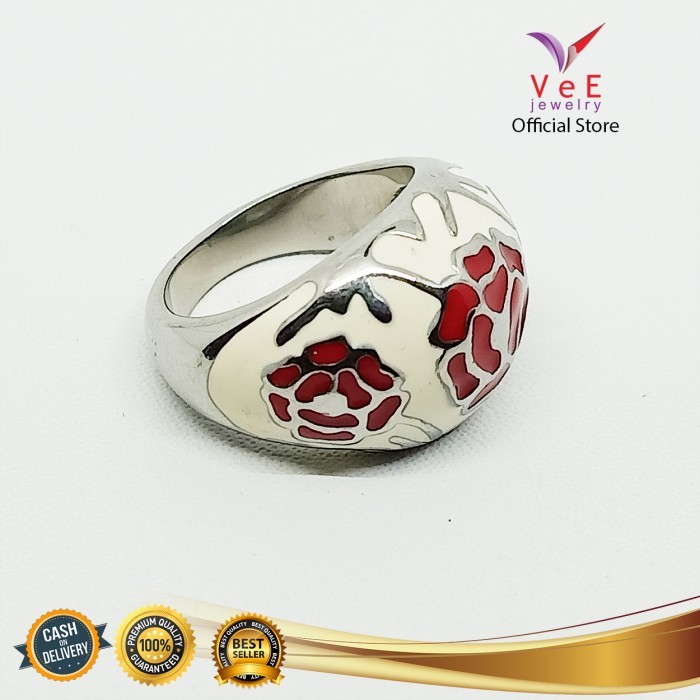 Cincin Titanium Batu Giok Putih Mawar - VeE Cincin Wanita Pria - 18