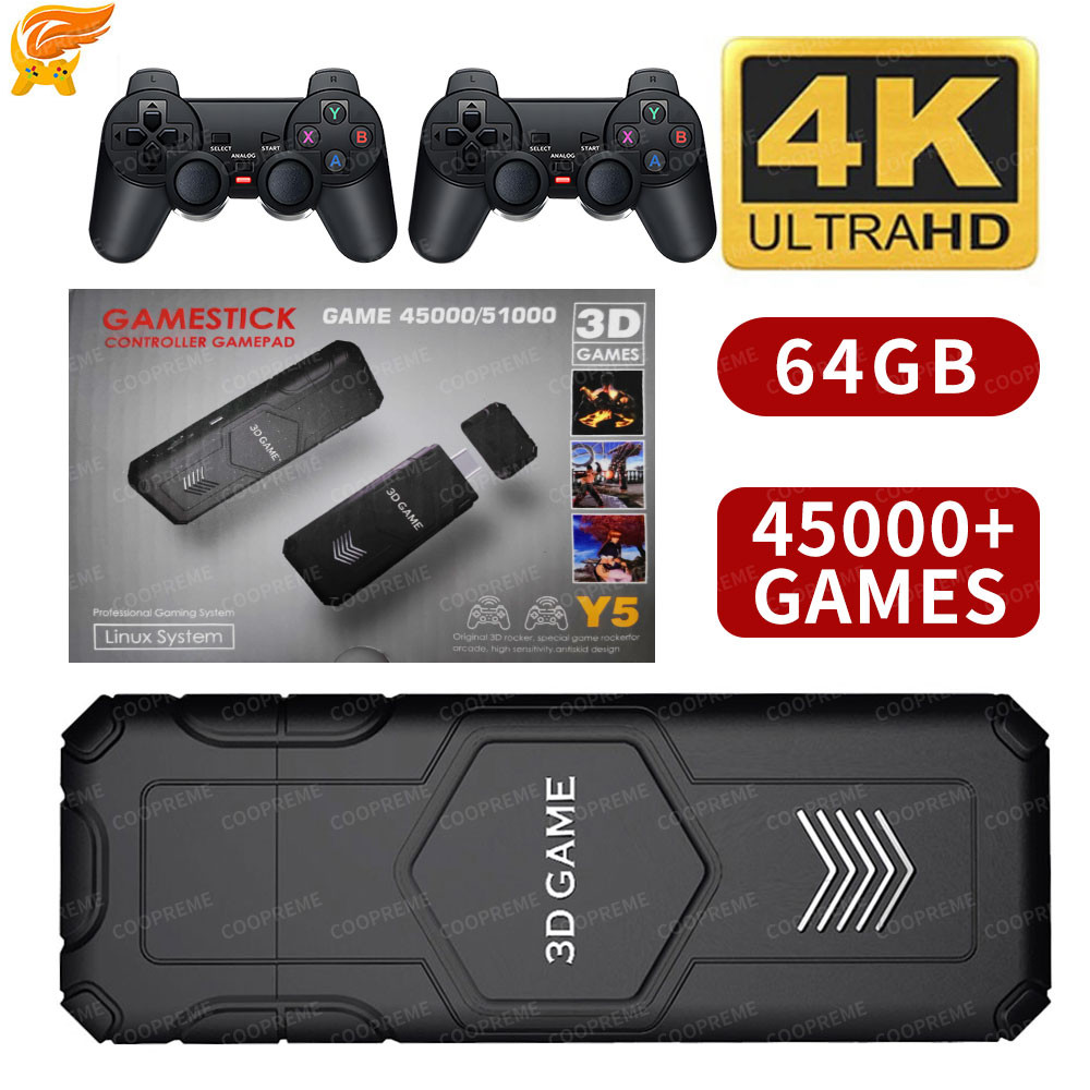 Coopreme  Y5 Retro Tv Game Stick 2.4G Wireless Controller 4K HD Video Game Console Support Multiplay