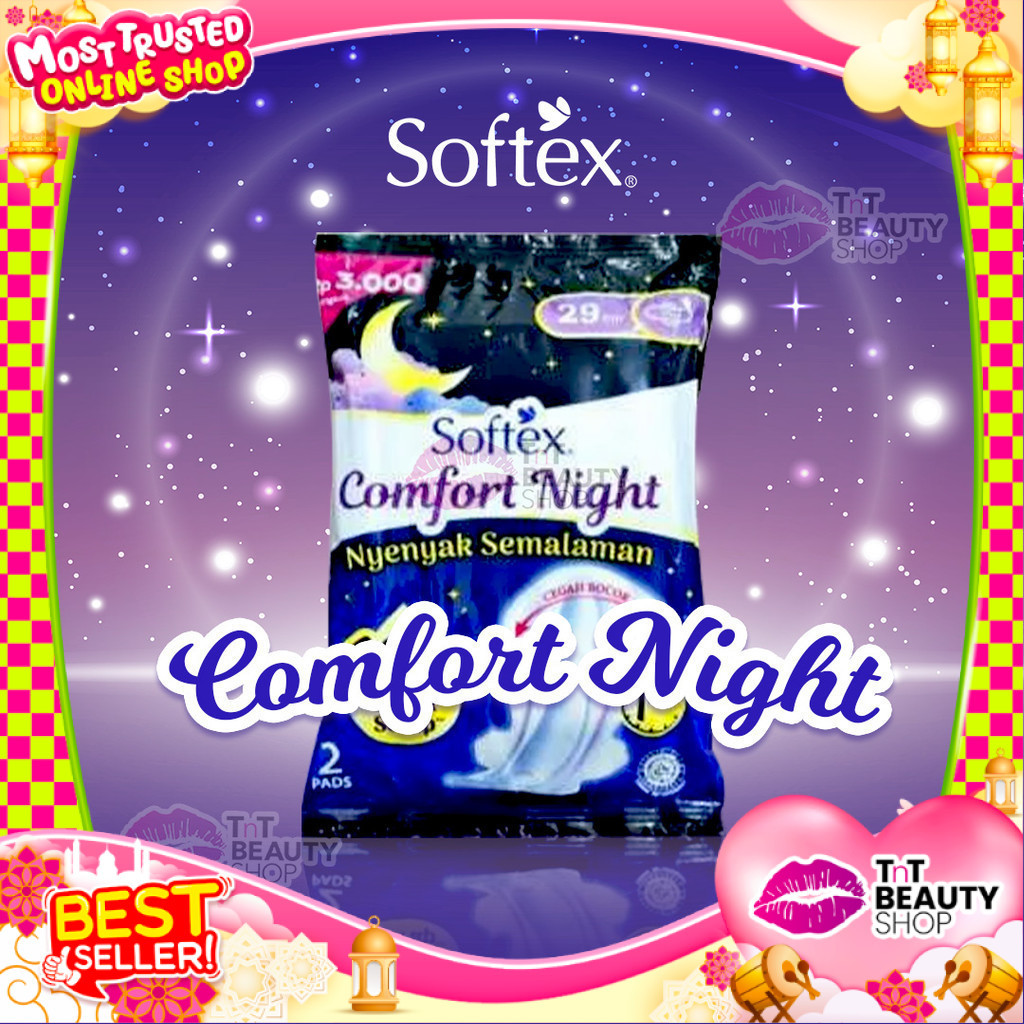 Softex Comfort Night Pembalut Malam Sachet Isi 2 Pads Wing | TnT Beauty Shop