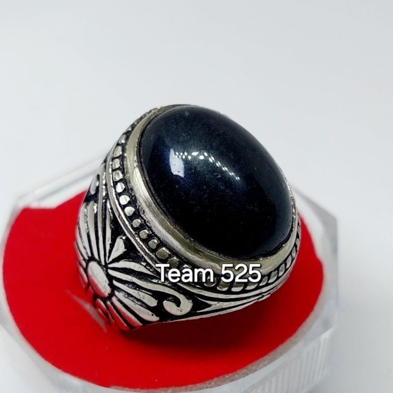 Cincin batu giok hitam / blackjade kristal tembus / giok china cincin asli pria wanita