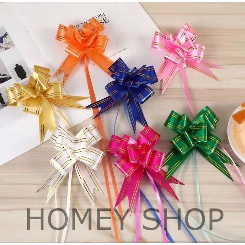 

HOMEY - (1pack) Pita Tarik Motif / Pita Serut Motif Garis Lis Emas isi 10pcs Dekorasi