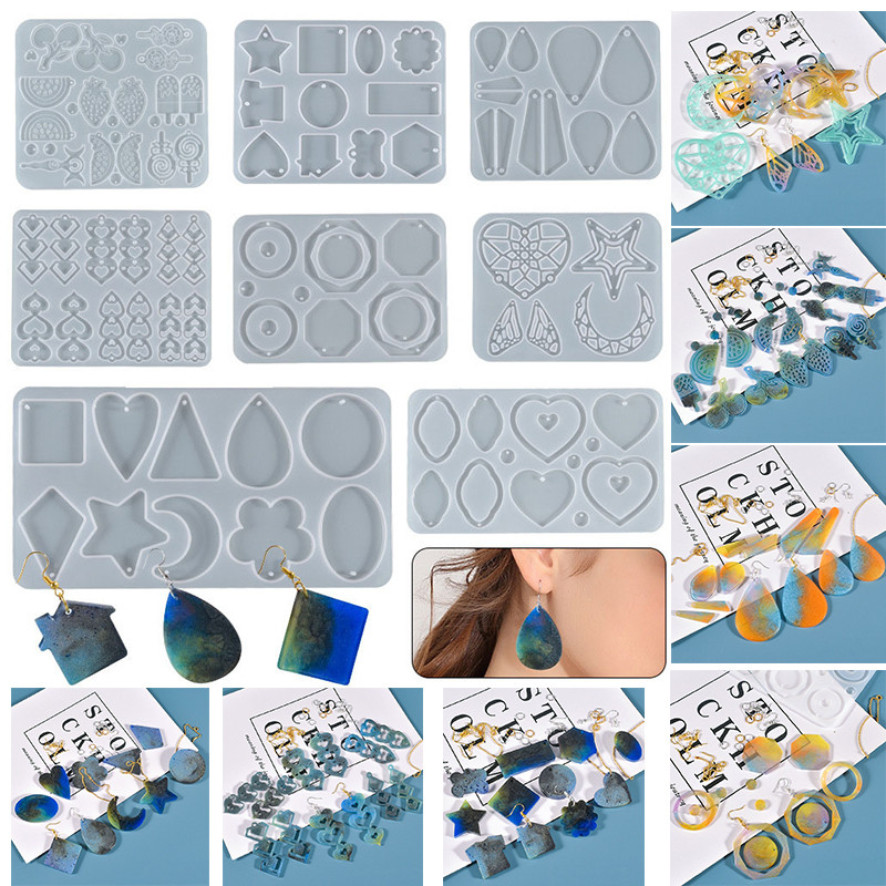 

Earring Pendant Silicone Mold Round Heart DIY UV Epoxy Resin Mould for Jewelry Making Tools Necklace Keychain Handmade Crafts