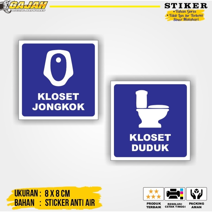 

Sticker Tanda Kloset, Ada Kloset Jongkok, Ada Klosed Duduk