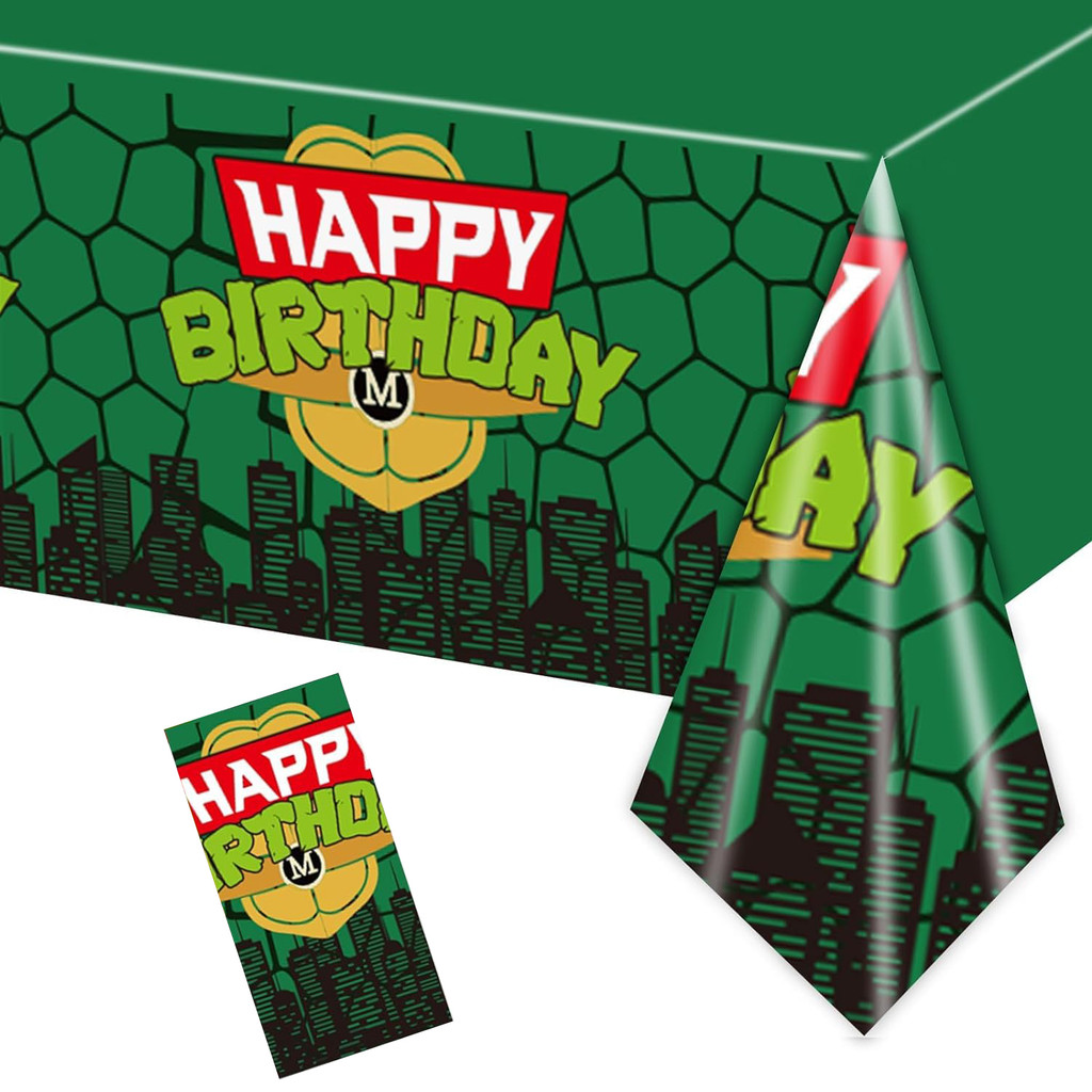 

Ninja Turtle Tablecloth for Kids Boys Birthday Party Cartoon Turtle Theme Party Supply Table Cover Waterproof Dessert Tablecloth