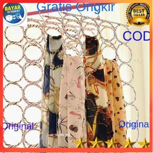 Tempat Jilbab Gantung Besi Bulat Syal Hanger Gantung Jilbab Aesthetic Rak Susun