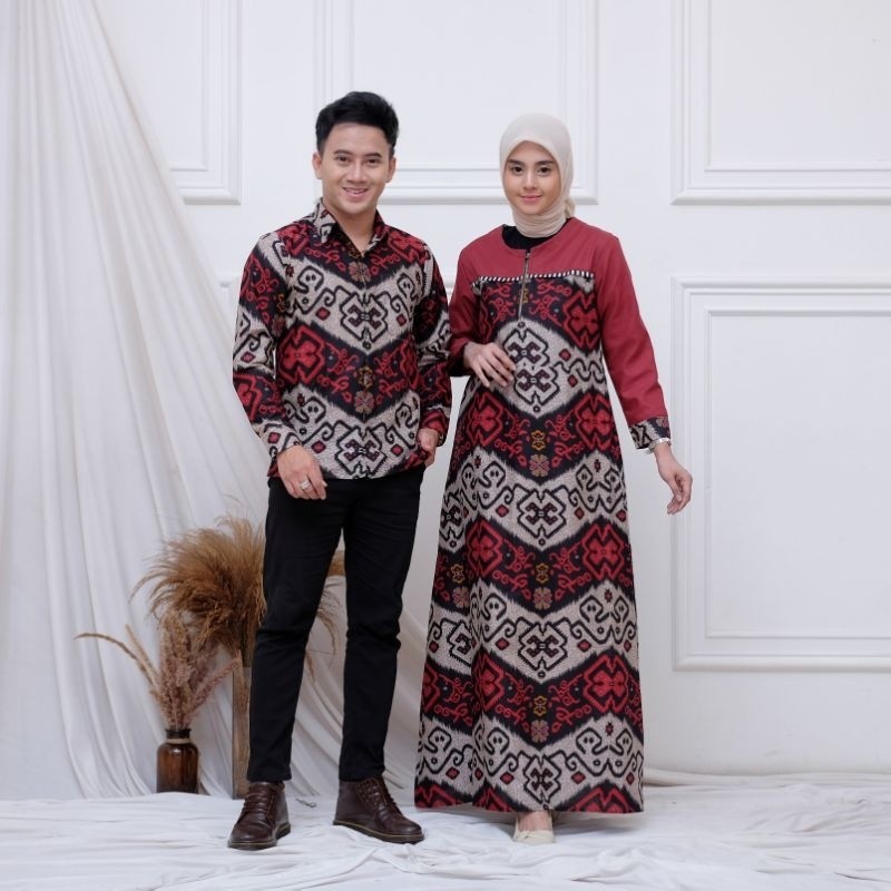AR56T CoupeL Keluarga Batik Gamis Fashions Wanita Muslimah Motif Songket