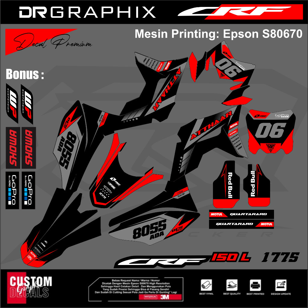 stiker crf 150l full body motor crf 150l stiker crf hologram desain logo racing redbull decal crf 15