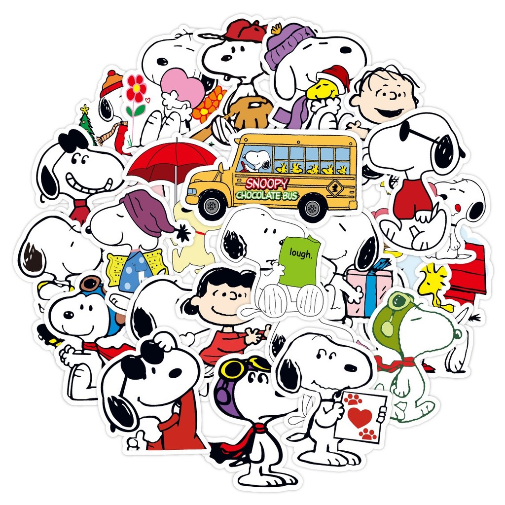 

50 Pcs Sticker Snoopy Vinyl Waterproof untuk Tempelan Laptop Tumbler HP Koper DIY [1]