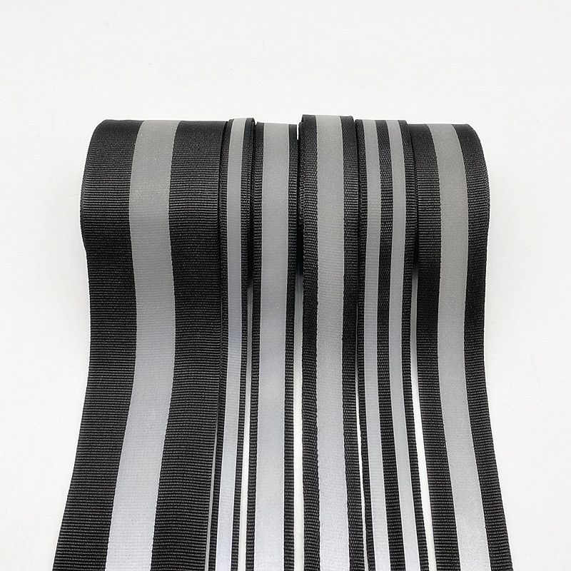 

5yards Black Safety Silver Reflective Sew on Fabric Tape Strap Vest Webbing