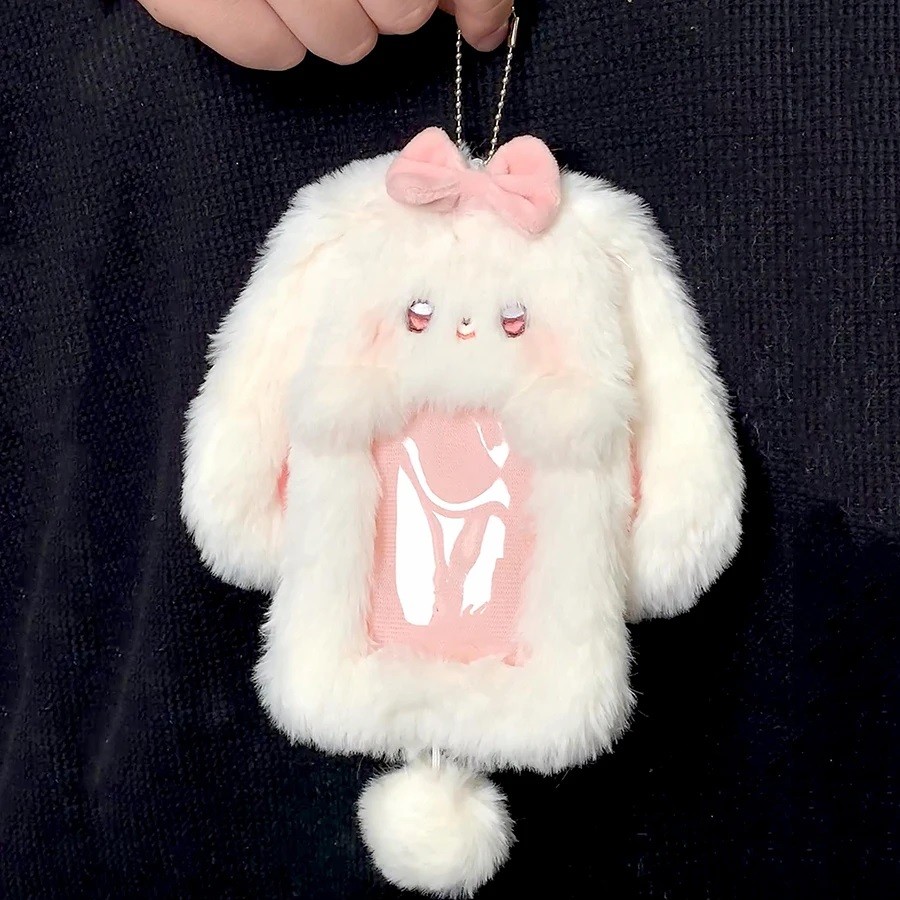 

Transparent Plush Kpop Photocard Holder Cute Cartoon Storage Organizer ID Credit Band Card Cover Protector Kawaii Stationery 1PC