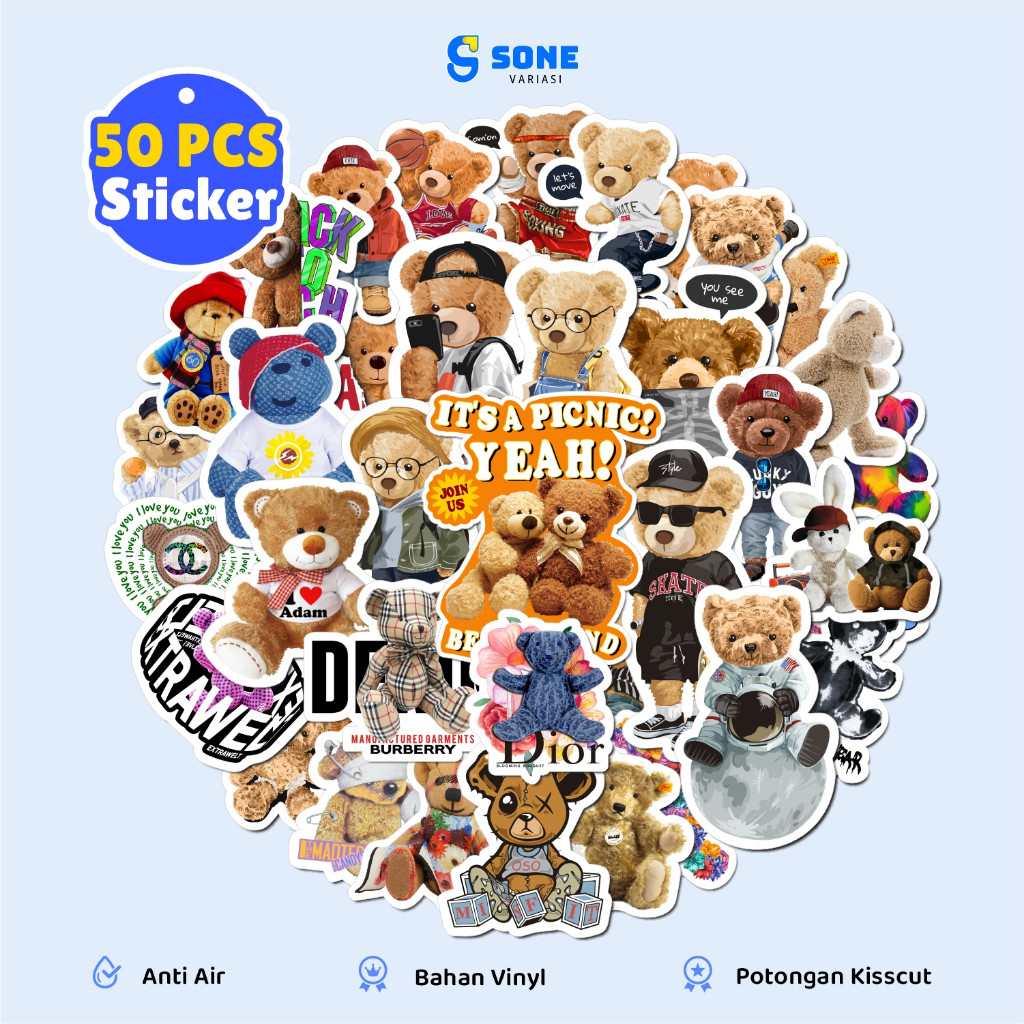 

Stiker Teddy Bear / Vinyl Waterproof Anti Air / Sticker Kartun Boneka Lucu Buku Journal Koper Motor Casing HP Laptop Tumbler Botol Minum Sepeda IPad Tablet Polaroid Kulkas