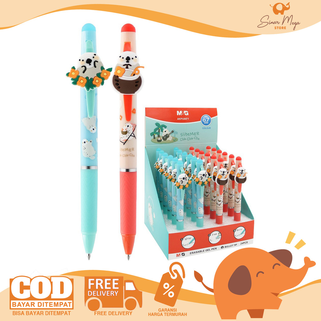 

M&G Erasable Retractable Gel Pen 0.7mm Blue Summer ChaChaCha AKPU8471 - Pulpen Hapus Biru SATUAN