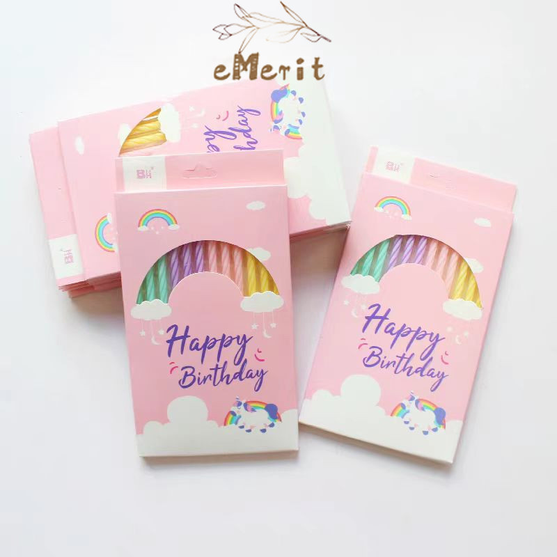 Dekorasi Kue Lilin Ulang Tahun Macaron Berwarna Benang Tipis Lilin Panjang