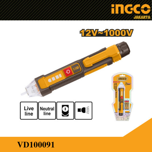 Tespen Test Pen Digital Baterai AC ( 12-1000V) Voltage Detector INGCO VD100091