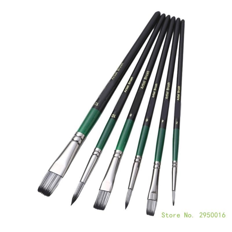 

Acrylic Paint Brushes Gouaches Paint Brushes Nylon Hair Artist Painting Brushes for Watercolor Oil Painting Drawing 6 Pcs