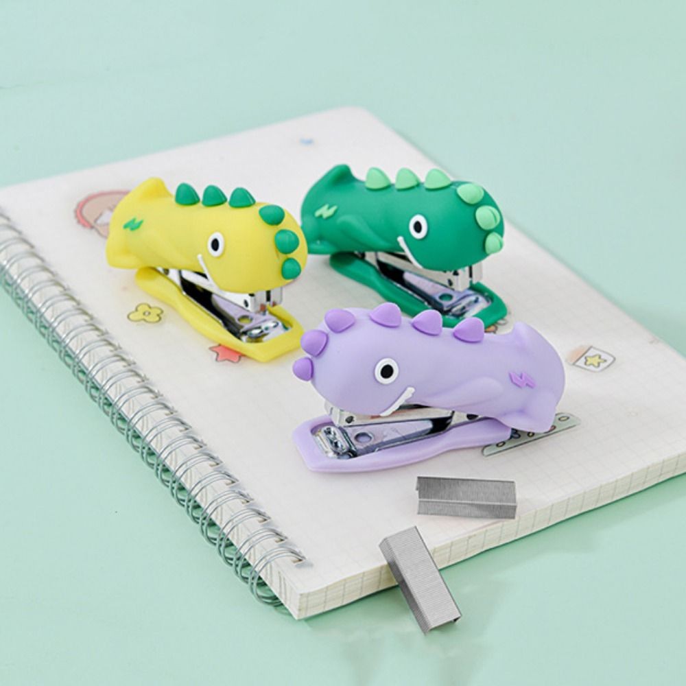 

Cute Cartoon Mini Dinosaur Stapler Decorative Silicone Portable Stapler Handheld Paper Stapling Tool for School Office