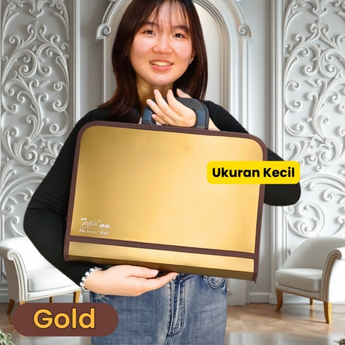 

ANDMA Topla Map Tas Dokumen Bag Document Berkas Surat Sertifikat Kantor - 5858 Gold