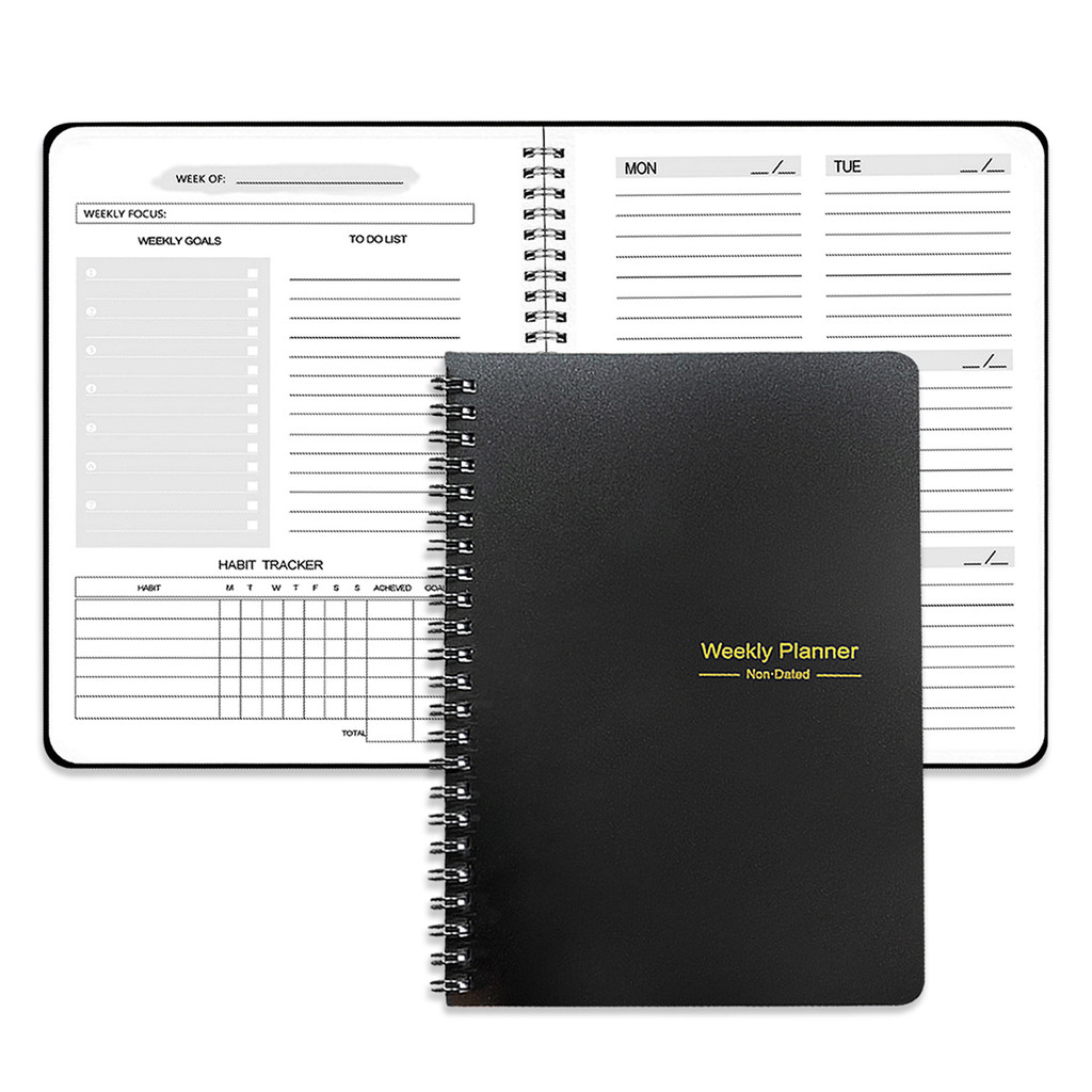 

2025 Weekly Planner Undated Spiral Agenda A5 Notebook Planner Pouch 52 Weeks Planner Schedules Stationery Office School Supplies