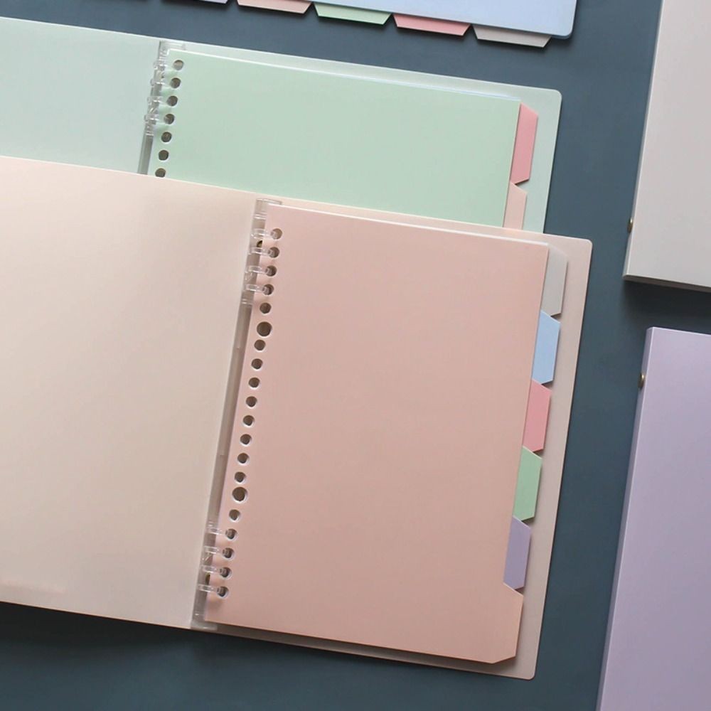 

Soft A5 Binder Notebook with Pastel Index Divider Refillable Ledger Inner Page Pastel Color Removable Loose Leaf Notebook