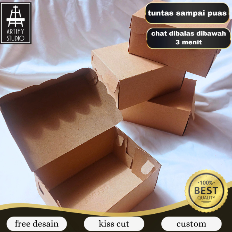 

Artify Kotak kardus Kraft Coklat/Kardus Kue/Kotak kardus Snack/ Kardus Renda Coklat Non-laminasi