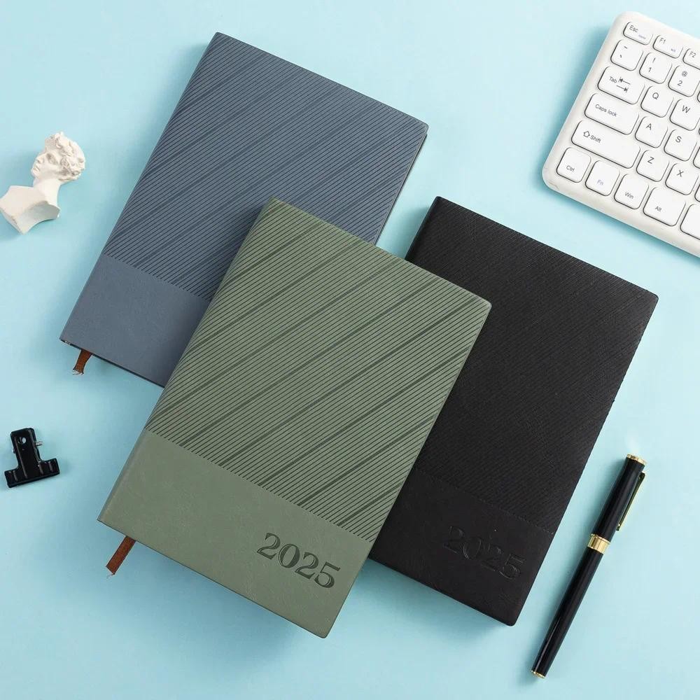 

2025 Daily Planner PU Cover Agenda Schedule Notebooks Ideal for School Office Journaling A5 Business 365-Day Calendar Planning