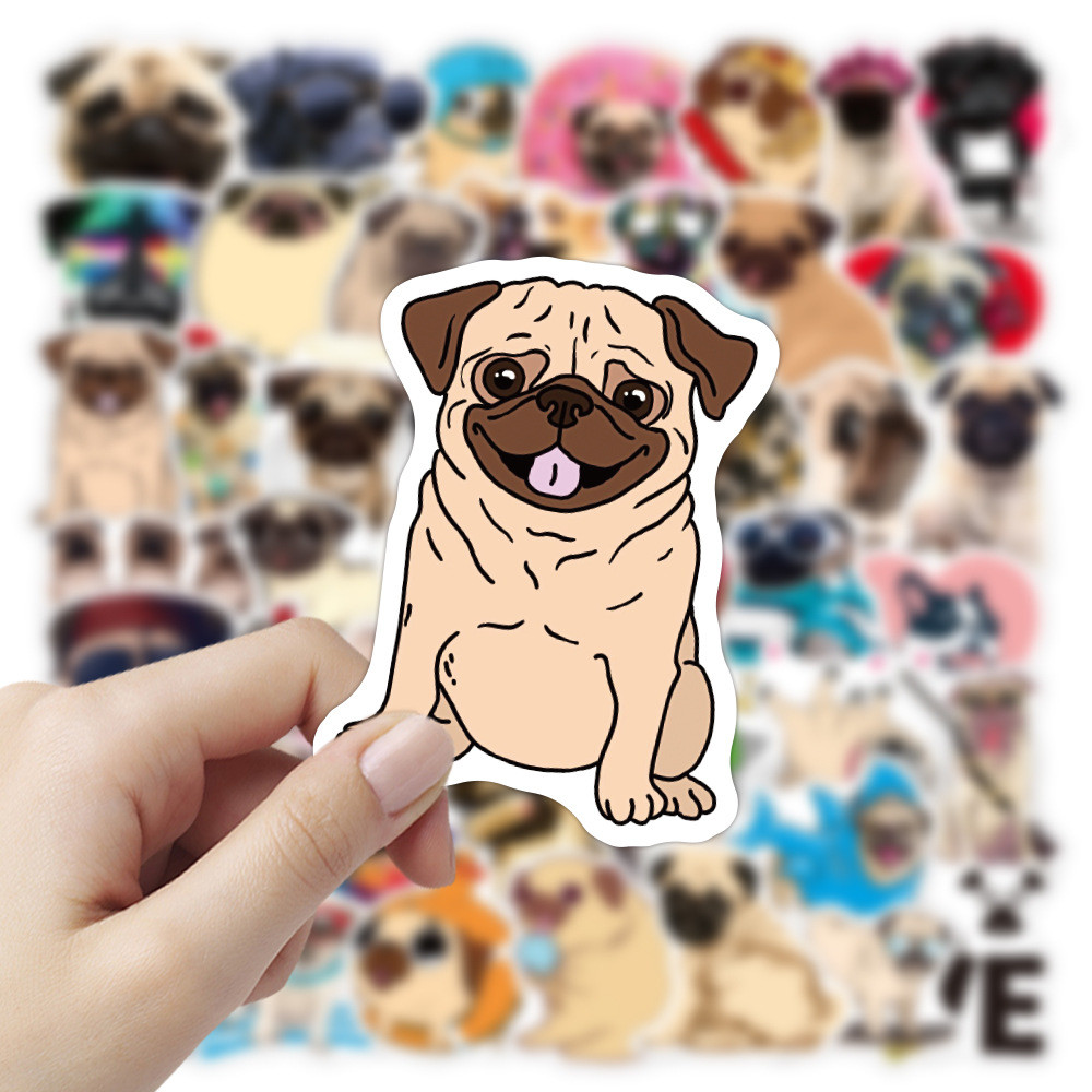 

50pcs Funny Animal Dog Pug Stickers Kawaii Stationery Scrapbooking Phone Laptop Guitar Graffiti Puppy Decal Sticker Pets Toy