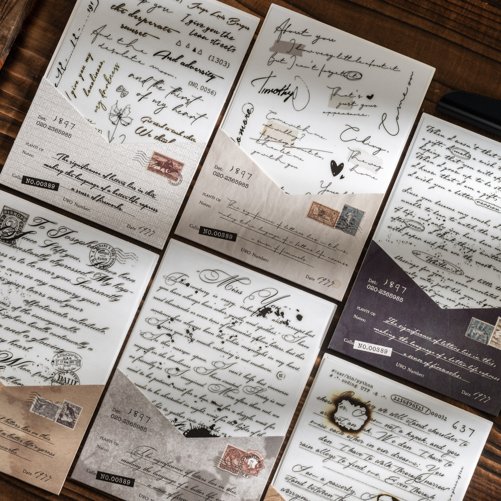 

One Page Love Letter Series Vintage English Text Three-dimensional PVC Transfer Sticker Creative DIY Journal Collage Stationery