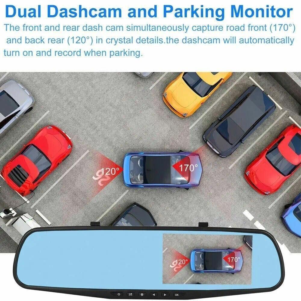 TERBARU 1080P HD Mobil DVR Dash Cam Cermin Belakang Kaca Spion Mobil DVR Dual Dash Cam Kamera Depan