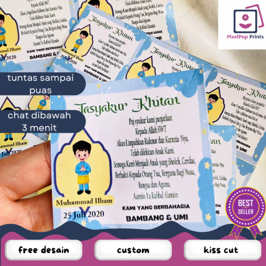 

Opikapip 2-6 Stiker Khitan / Tasyakuran Walimatul Khitan Bulat Custom Unik bentuk kotak