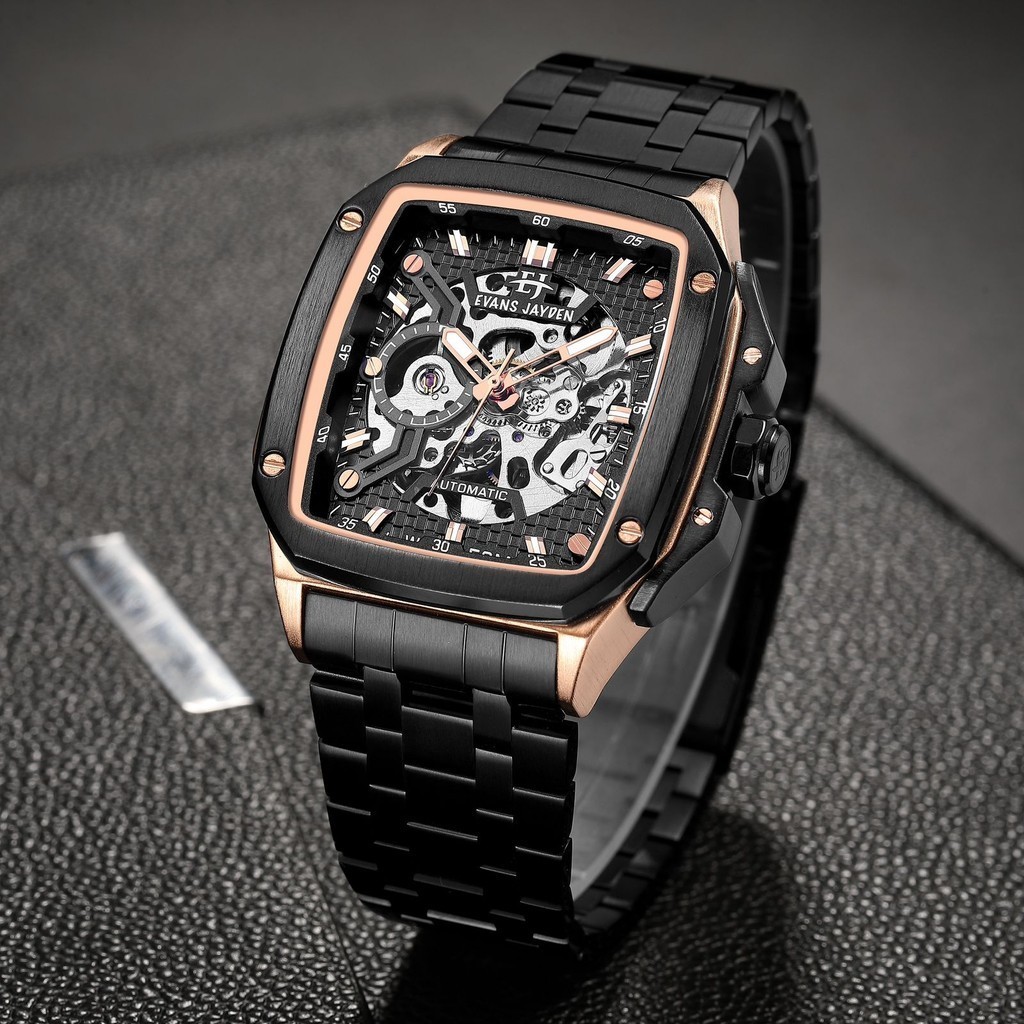 Jam tangan  Evans Jayden Jam Tangan Pria 9595 Rantai Automatic Movement Stainless Steel Kaca Sapphir