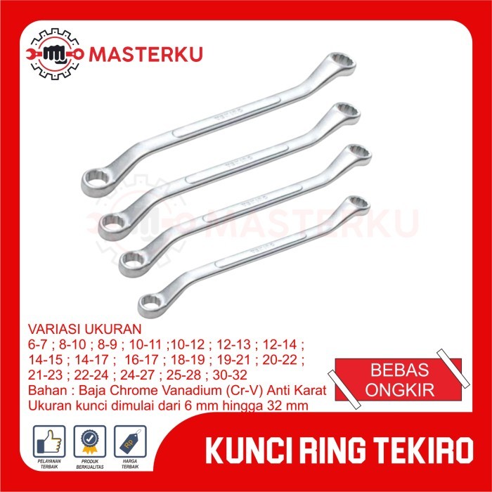 KUNCI RING TEKIRO / KUNCI PAS TEKIRO 6 -32mm / KUNCI BAUT TEKIRO / KUNCI RANTAI RING